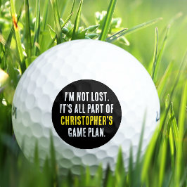 Grappige gepersonaliseerde naam zwarte verloren golfballen