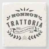 Grappige Gepersonaliseerde Nonno's Italiaanse Trat Stenen Onderzetter (Voorkant)