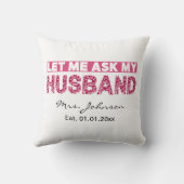 Grappige gepersonaliseerde pasgetrouwde bruid of v kussen (Achterkant)