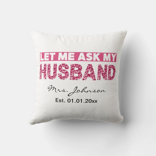 Grappige gepersonaliseerde pasgetrouwde bruid of v kussen (Achterkant)