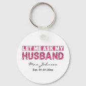 Grappige gepersonaliseerde pasgetrouwde bruid of v sleutelhanger (Achterkant)