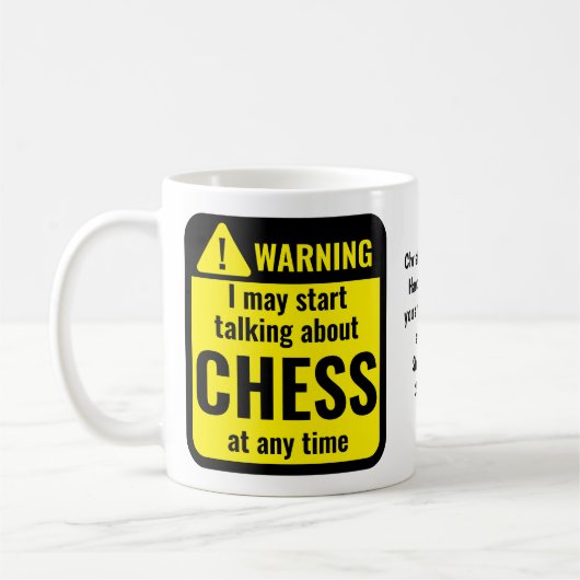 Grappige gepersonaliseerde schaakwaarschuwing koffiemok (Links)