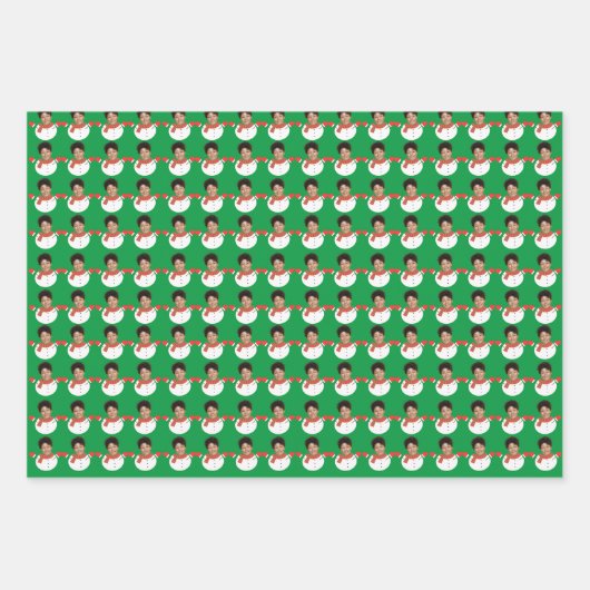 Grappige Gepersonaliseerde Sneeuwman Custom Face F Inpakpapier Vel (Voorkant)