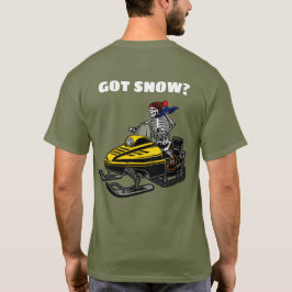Grappige gepersonaliseerde sneeuwscooter skeletrij t-shirt