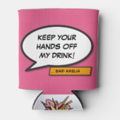 Grappige gepersonaliseerde spraak bubbel cool roze blikjeskoeler (Voorkant)