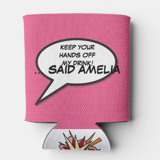 Grappige gepersonaliseerde spraakballon Cool Roze Blikjeskoeler (Achterkant)