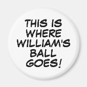 Grappige gepersonaliseerde stripboek golfbal marke magneet (Voorkant)