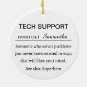Grappige gepersonaliseerde technische ondersteunin keramisch ornament (Achterkant)