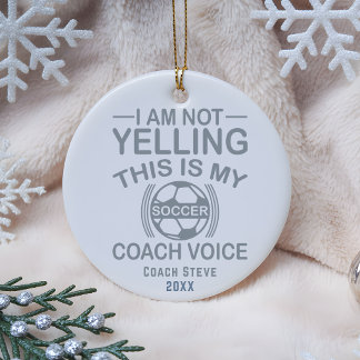 Grappige gepersonaliseerde voetbalcoach kerstornam keramisch ornament