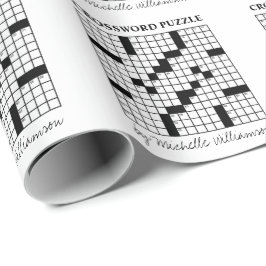 Grappige gepersonaliseerde zwart-wit kruiswoordpuz cadeaupapier