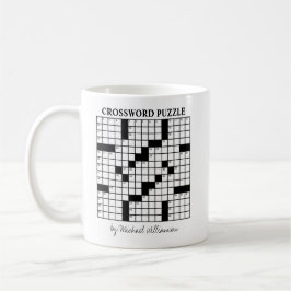 Grappige gepersonaliseerde zwart-wit kruiswoordpuz koffiemok