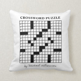 Grappige gepersonaliseerde zwart-wit kruiswoordpuz kussen