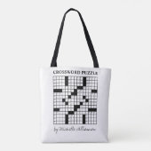 Grappige gepersonaliseerde zwart-wit kruiswoordpuz tote bag (Achterkant)