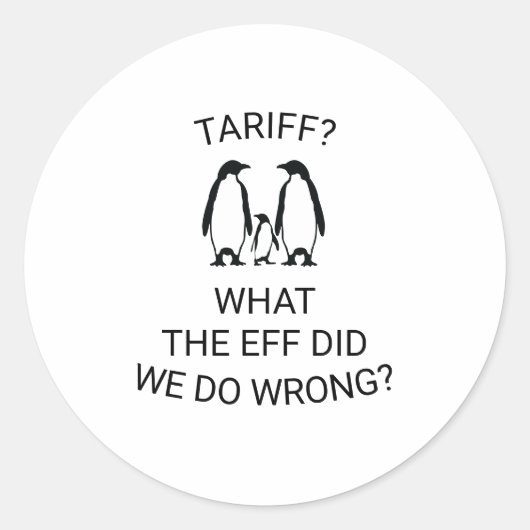 Grappige geprijsde pinguïns ronde sticker (Voorkant)