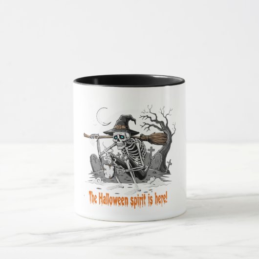 Grappige geraamtesheks die koffie drinkt | Spookha Mok (Midden)