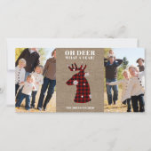 Grappige geruite sneeuwvlok Oh hert Foto Feestdagenkaart (Voorkant)