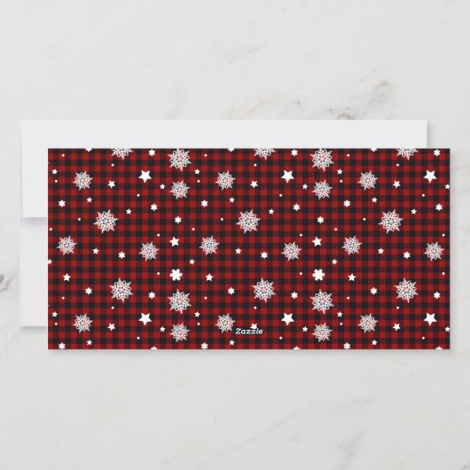 Grappige geruite sneeuwvlok Oh hert Foto Feestdagenkaart (Achterkant)