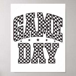 Grappige geruite spel dag voet zwart wit cadeau W Poster