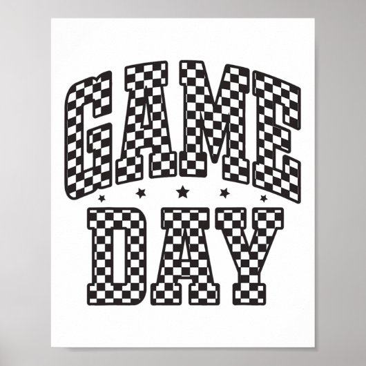 Grappige geruite spel dag voet zwart wit cadeau W Poster (Voorkant)