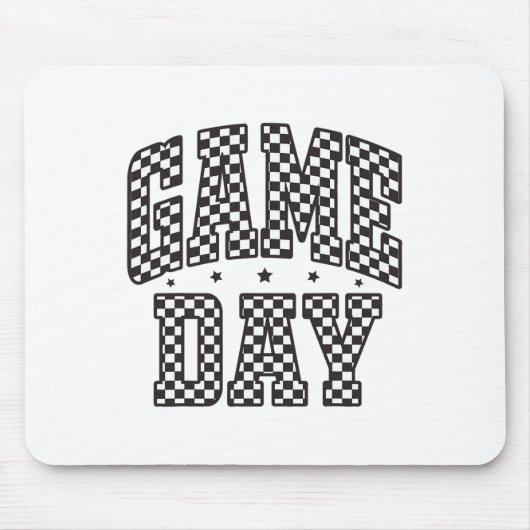 Grappige geruite spel dag Voetbal Zwart Wit Cadeau Muismat (Voorkant)
