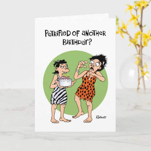 Grappige geruststelling verjaardag kaart (Gele Bloem)