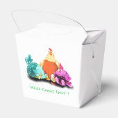 Grappige geschenkzak met kippen die op ei wachten  bedankdoosjes (Achterkant)