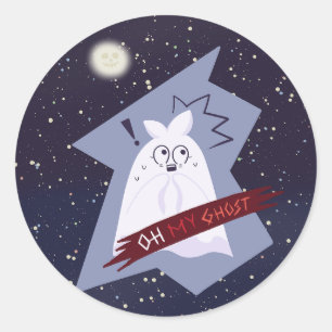 Grappige Geschokte Geest Cartoon Ronde Sticker