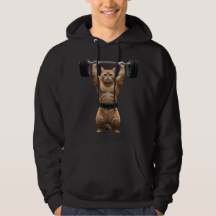 Grappige gespierde oranje kat gym hoodie – Gewicht