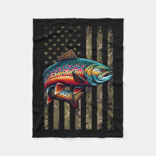 Grappige gespikkelde Brook Trout Amerikaanse vlag  Fleece Deken