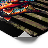 Grappige gespikkelde Brook Trout Amerikaanse vlag  Poster (Hoek)