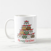 Grappige Gestapelde Katten Meowy Kerstboom Koffiemok (Links)