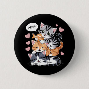 Grappige Gestapelde Kittens Piramide van Pootjes Ronde Button 5,7 Cm