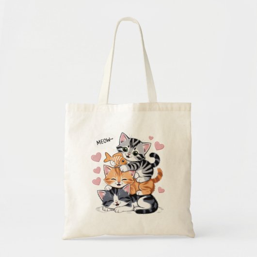 Grappige Gestapelde Kittens Piramide van Pootjes Tote Bag (Voorkant)
