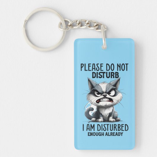 Grappige gestoorde kattenwoordkunst sleutelhanger (Voorkant)