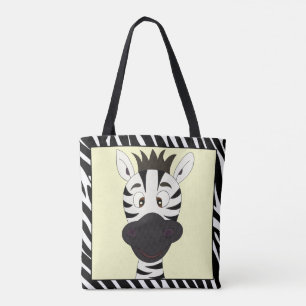 Grappige gestreepte cartoon tote bag