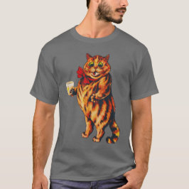 Grappige  Gestreepte Cocktail Party Boozer Cat T-shirt