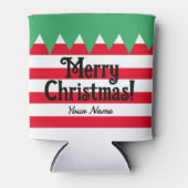 Grappige gestreepte kerst elf pak gepersonaliseerd blikjeskoeler (Voorkant)