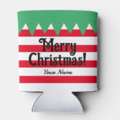 Grappige gestreepte kerst elf pak gepersonaliseerd blikjeskoeler (Achterkant)