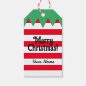Grappige gestreepte kerst elf pak gepersonaliseerd cadeaulabel (Voorkant)