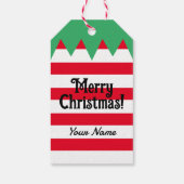 Grappige gestreepte kerst elf pak gepersonaliseerd cadeaulabel (Achterkant)