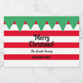 Grappige gestreepte kerst elf pak gepersonaliseerd likeurfles etiket (Enkel label)