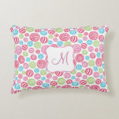 Grappige Gestreepte Snoepjes in pastelkleuren mono Accent Kussen (Voorkant)