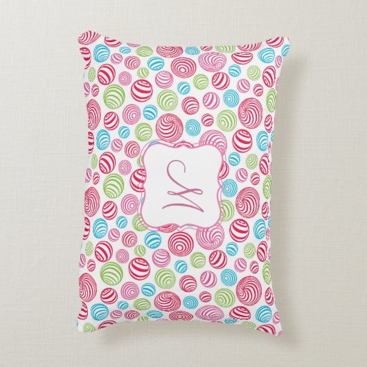 Grappige Gestreepte Snoepjes in pastelkleuren mono Accent Kussen (Achterkant (Verticaal))