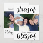 Grappige gestresste en gezegende kerstvakantie fot feestdagenkaart (Voorkant / Achterkant)