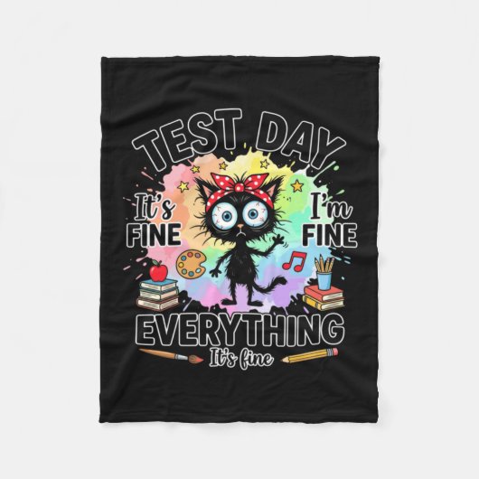 Grappige Gestresste Kat Fijne Kunstleraar Terug Na Fleece Deken (Voorkant)