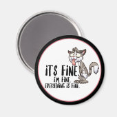 Grappige gestreste angst kat magneet (Voorkant / Achterkant)