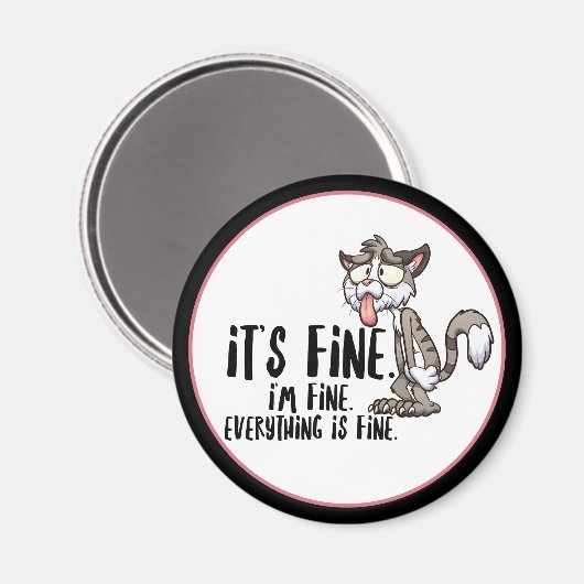 Grappige gestreste angst kat magneet (Voorkant / Achterkant)