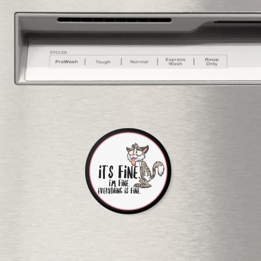 Grappige gestreste angst kat magneet (Insitu (Vaatwasser))