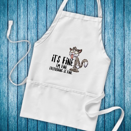 Grappige gestreste angst kat standaard schort