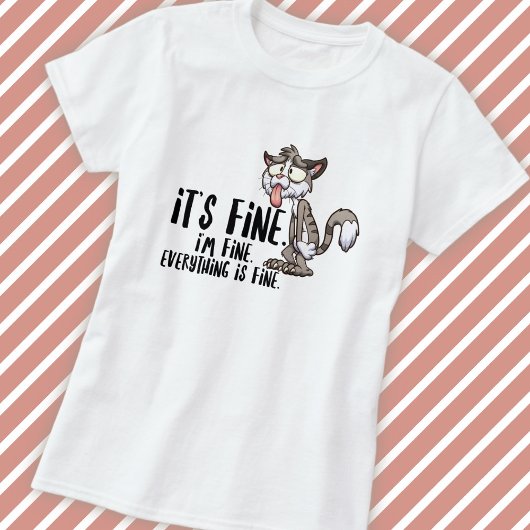 Grappige gestreste angst kat t-shirt